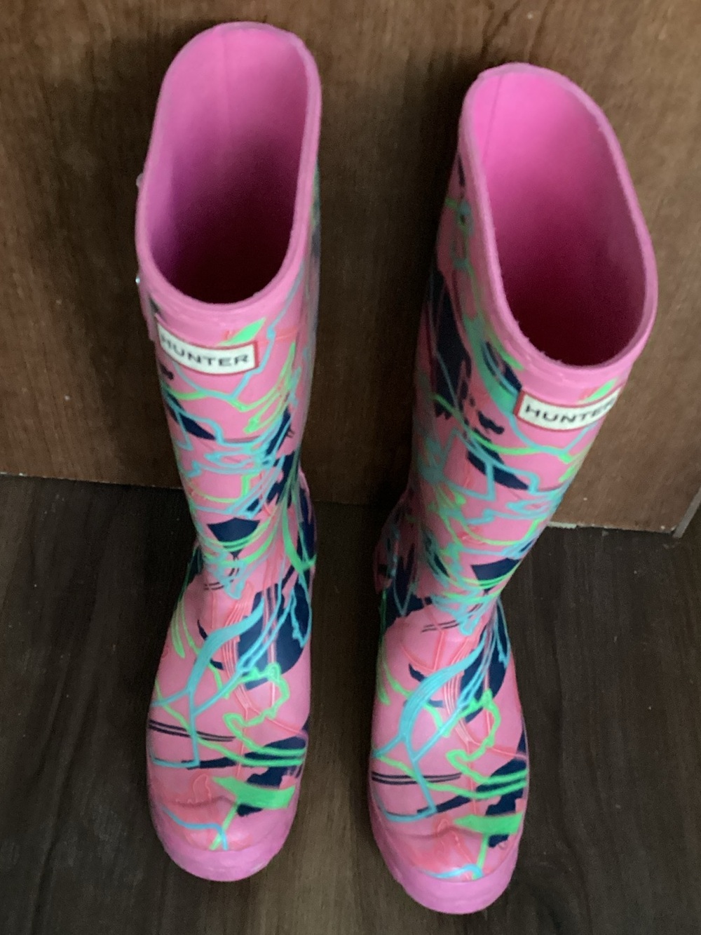 Hunter Disney Mary Poppins Women's Pink Multicolor Abstract Tall Rain Boots